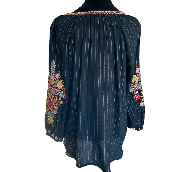 Johnny Was Embroidered Black Blouse. Roomy Sz S - Picture 7 of 10